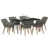 vidaXL Garden Dining Set with Cushion 7 pcs Grey Poly Rattan