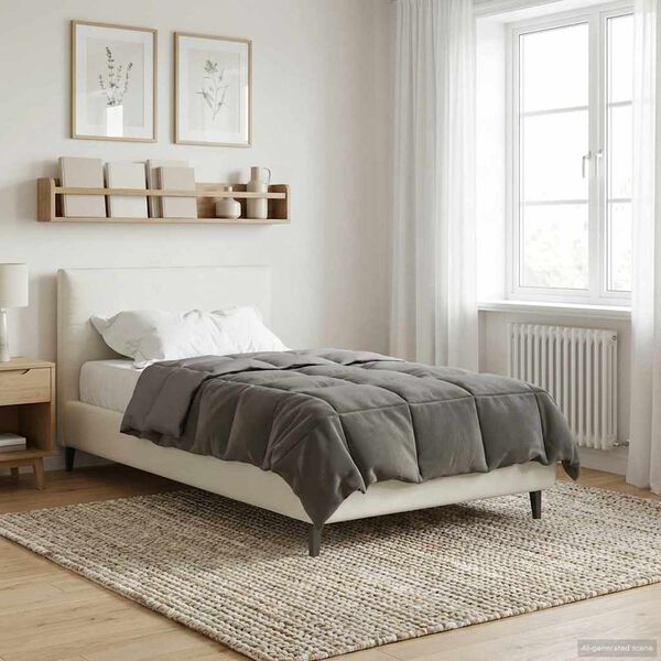vidaXL Summer Duvet Quilted Light Grey 135 x 200 cm Microfiber