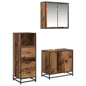 vidaXL Bathroom Furniture Set with Door 3 pcs Old Wood Engineered Wood