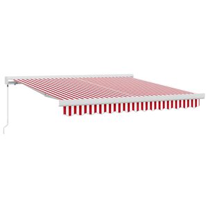 vidaXL Retractable Awning Red and White 300 x 250 cm Fabric and Metal