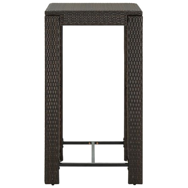 vidaXL Garden Bar Table Brown 60.5x60.5x110.5 cm Poly Rattan