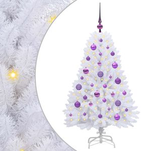vidaXL Artificial Hinged Christmas Tree White 120 cm PVC and Steel