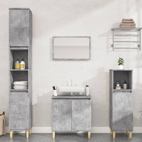 vidaXL 2 Piece Bathroom Furniture Set Concrete Grey Engineered Wood
