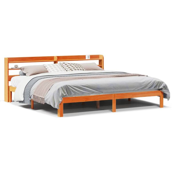 vidaXL Bed Frame without Mattress Wax Brown 180x200 cm Super King Solid Wood Pine