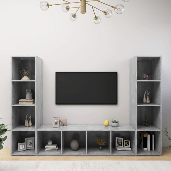 vidaXL TV Cabinets 3 pcs Concrete Grey 142.5x35x36.5 cm Engineered Wood