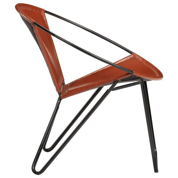 vidaXL Chair Brown Real Leather