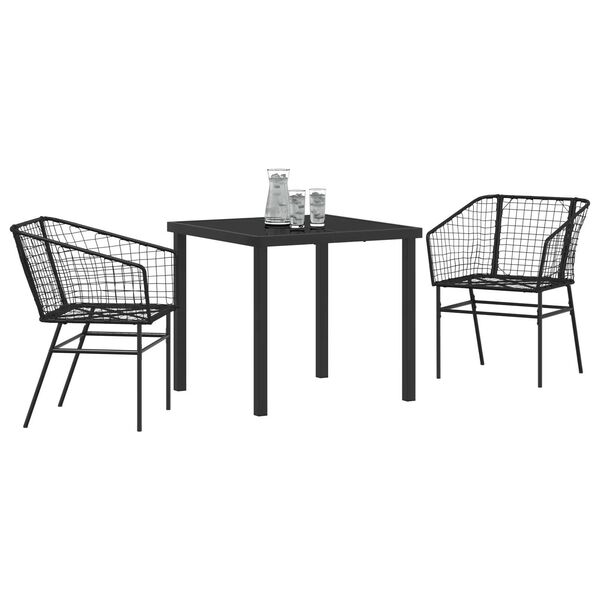 vidaXL Garden Dining Set 5 pcs Black Poly Rattan