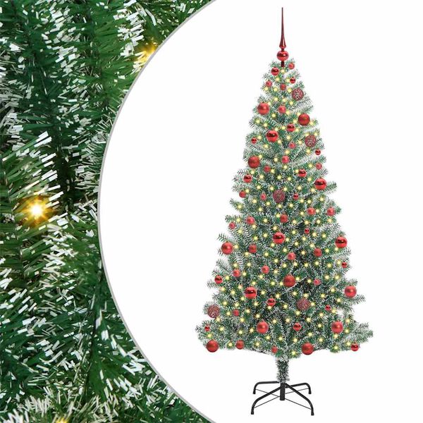 vidaXL Artificial Christmas Tree Snow Flocked with LED Light 180 cm
