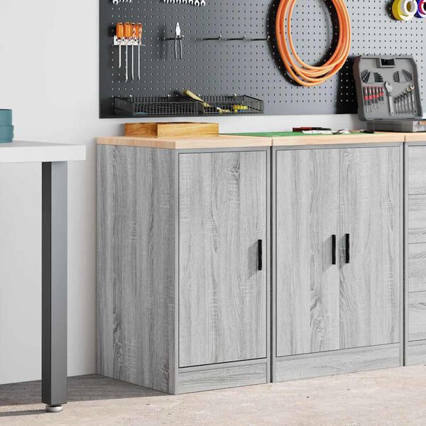 vidaXL Garage Storage Cabinet Grey Sonoma 40x51x85 cm Solid Wood Pine