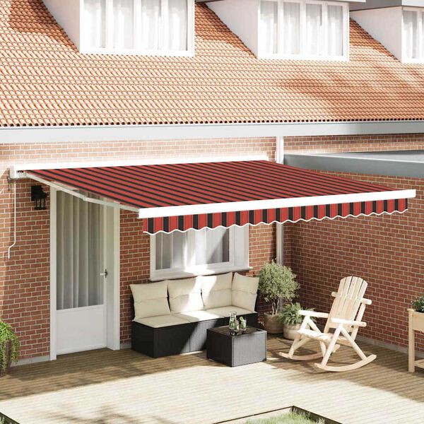 vidaXL Retractable Awning Red and Black 400 x 300 cm Fabric and Metal