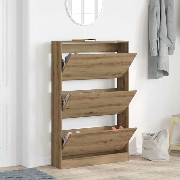 vidaXL Shoe Cabinet Artisan Oak 80 x 21 x 125.5 cm Engineered Wood