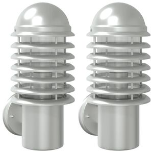 vidaXL Outdoor Wall Lights 2pcs Silver Stainless Steel