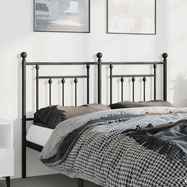 vidaXL Metal Replace Headboard Black 150 cm