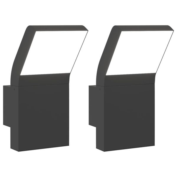 vidaXL Outdoor LED Wall Lights 2pcs Black Die-cast Aluminium