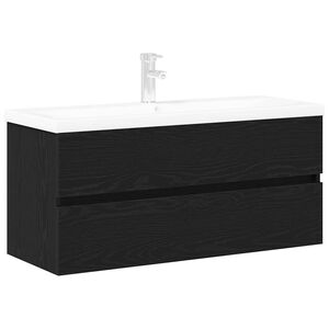 vidaXL Bathroom Sink Cabinet Wall-mounted Black Oak 100 x 39 x 62 cm
