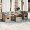 vidaXL 8 Piece Garden Sofa Set with Cushions Beige Poly Rattan Acacia