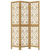 vidaXL Room Divider 3 Panels Brown Solid Wood Paulownia