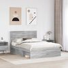 vidaXL Bed Frame Grey Sonoma 150 x 200 cm Solid Pine Wood