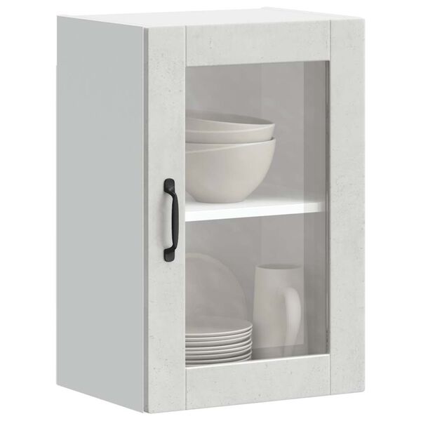 vidaXL Kitchen Wall Cabinet with Glass Door&nbsp;Porto Concrete Grey