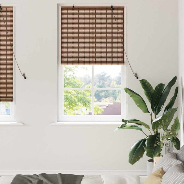 vidaXL Roller Blind with Curtains Manual Brown 80 x 220 cm Bamboo