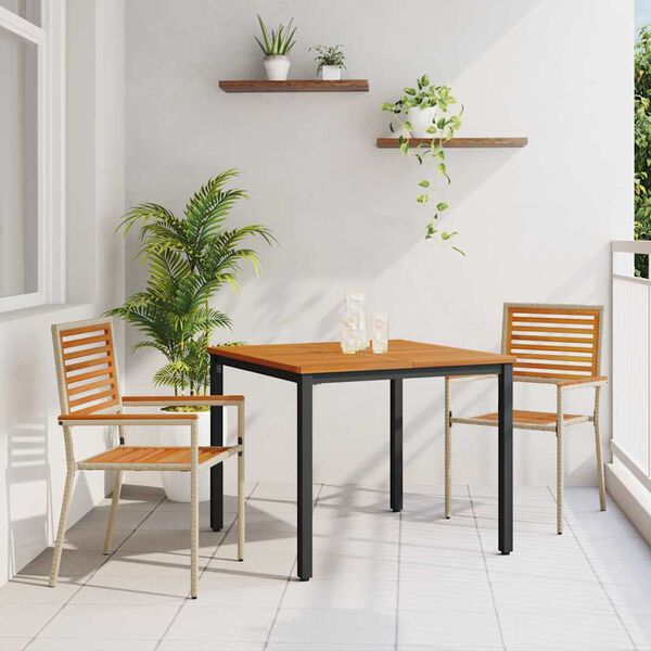 vidaXL Garden Dining Set 3 pcs Beige and Brown 90 x 90 x 75 cm