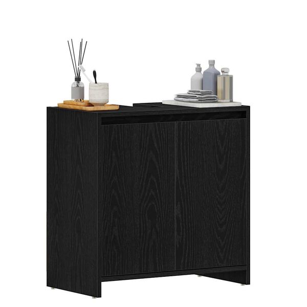 vidaXL Bathroom Cabinet Black Oak 60x33x61 cm Engineered Wood