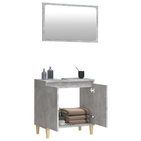 vidaXL 2 Piece Bathroom Furniture Set Concrete Grey Engineered Wood