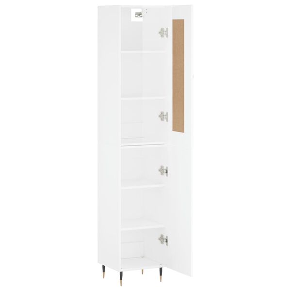 vidaXL Highboard High Gloss White 34.5x34x180 cm Engineered Wood