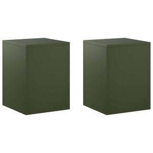 vidaXL Plant Stand 2 pcs Olive Green 30 x 30 x 40 cm Steel
