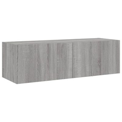 vidaXL 4 Piece TV Wall Cabinets with LED Lights Grey Sonoma