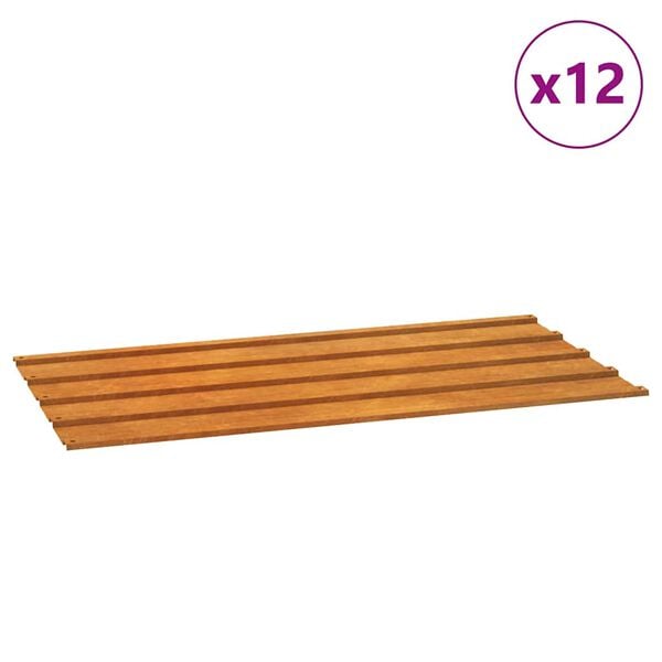 vidaXL Roof Panels 12 pcs Rusty 80x44 cm Corten Steel