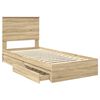 vidaXL Storage Bed with Drawer Sonoma Oak 75 x 190 cm Engineered Wood