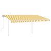 vidaXL Manual Retractable Awning with LED 4.5x3 m Yellow and White