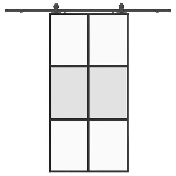 vidaXL Sliding Door with Hardware Set Black 102.5x205 cm Tempered Glass