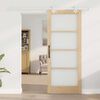 vidaXL Sliding Door Natural 83 x 202 cm Solid Pine Wood and Glass