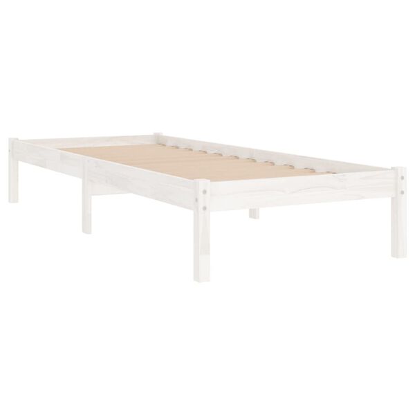 vidaXL Bed Frame without Mattress White Solid Wood Single