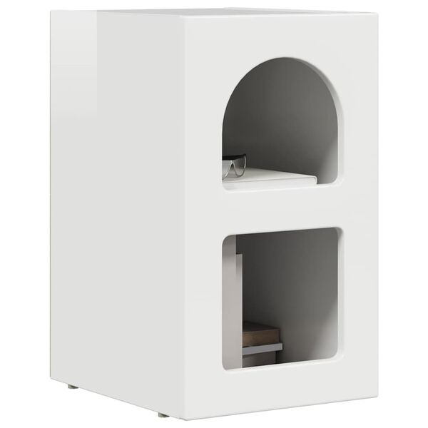 vidaXL Bedside Table High Gloss White 29.5 x 35 x 50 cm