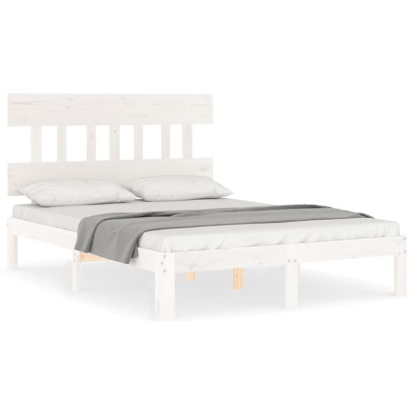 vidaXL Bed Frame without Mattress White Small Double Solid Wood Pine