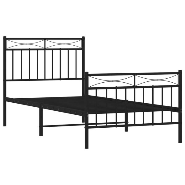 vidaXL Metal Bed Frame without Mattress with Footboard Black 90x200cm