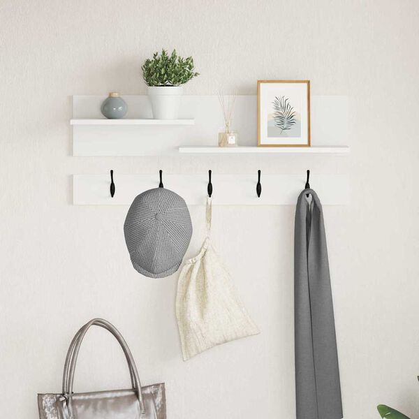 vidaXL Wall-Mounted Coat Rack White 90 x 15 x 36 cm Engineered wood