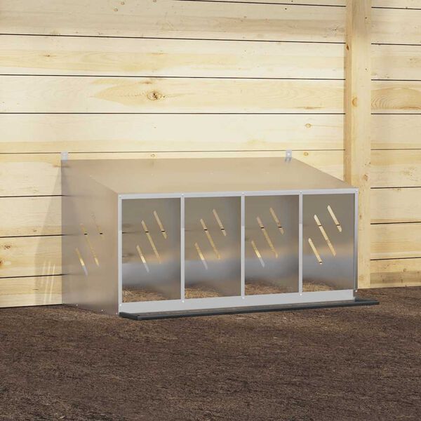 vidaXL Chicken Nesting Box with 4 Compartments Galvanized Silver Metal