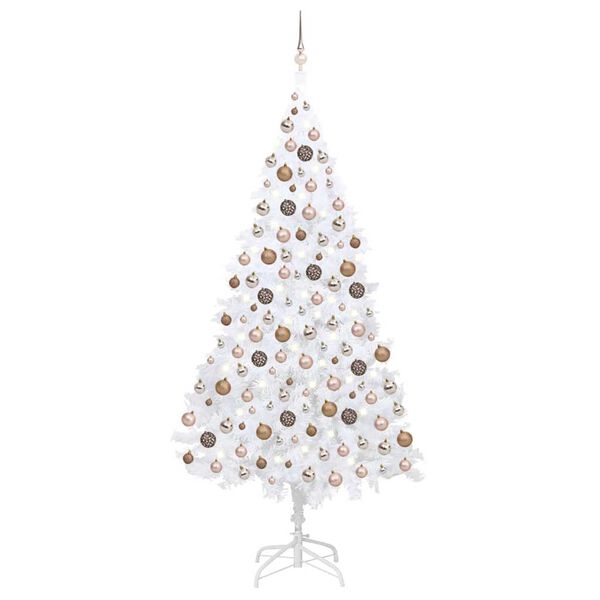 vidaXL Artificial Pre-lit Christmas Tree with Ball Set White 240 cm