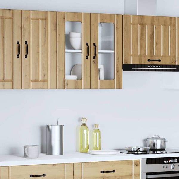 vidaXL Kitchen Wall Cabinet with Glass Door Lucca Artisan Oak Engineered Wood