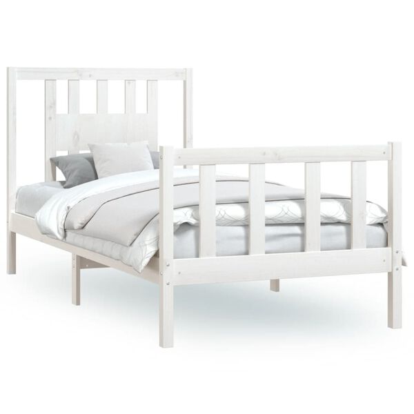 vidaXL Bed Frame without Mattress White Solid Wood Pine 90x200 cm