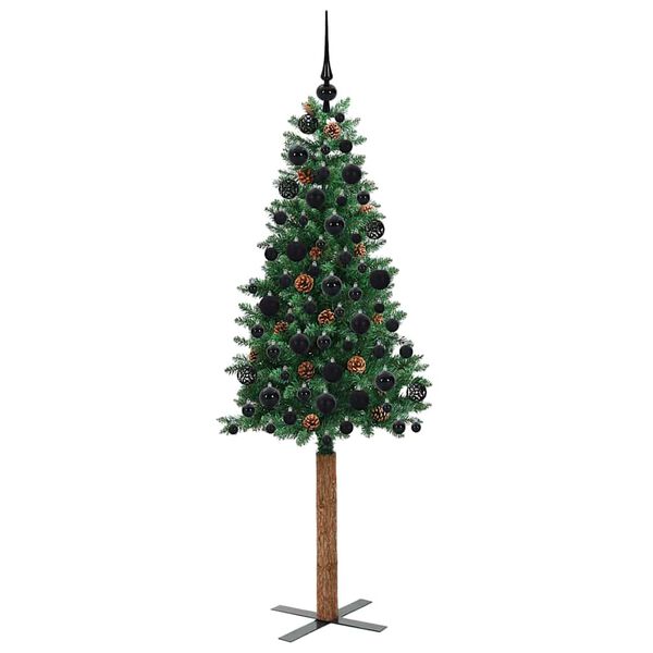 vidaXL Slim Christmas Tree Green 180 cm PVC and Solid Pine wood