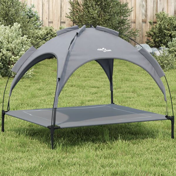 vidaXL Dog Bed with Canopy Anthracite Oxford Fabric and Steel