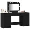 vidaXL Dressing Table with Mirror Lights 3 pcs Black Engineered Wood
