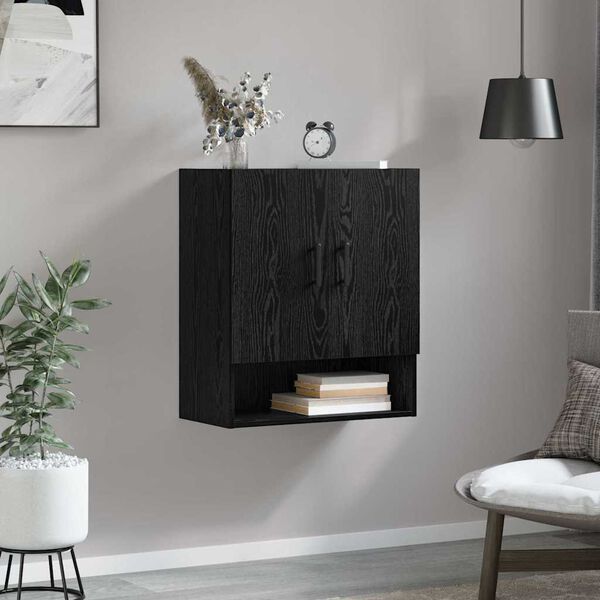 vidaXL Wall-Mounted Cabinet Black Oak 60 x 31 x 70 cm Engineered Wood