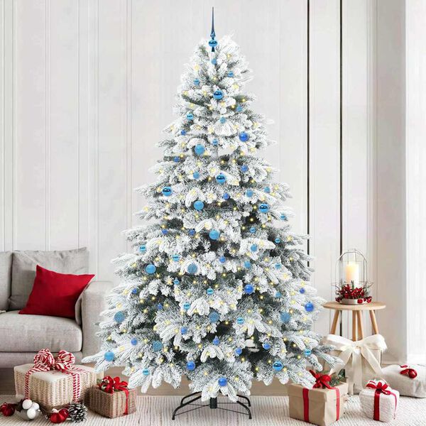 vidaXL Artificial Christmas Tree with 300 LEDs Green 240 cm PE and PVC