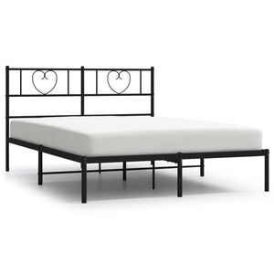 vidaXL Metal Bed Frame without Mattress with Headboard Black 120x200cm